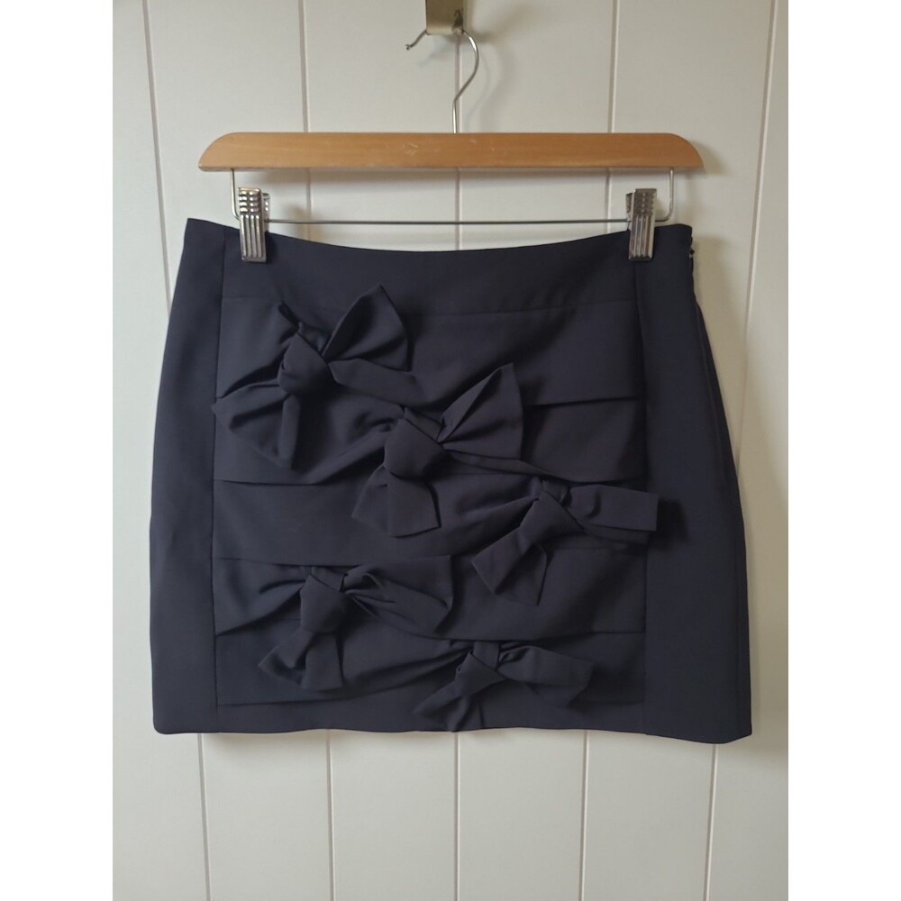 Tibi Mini Bow Skirt Womens Size Small Black 4 Preppy Minimalist Designer